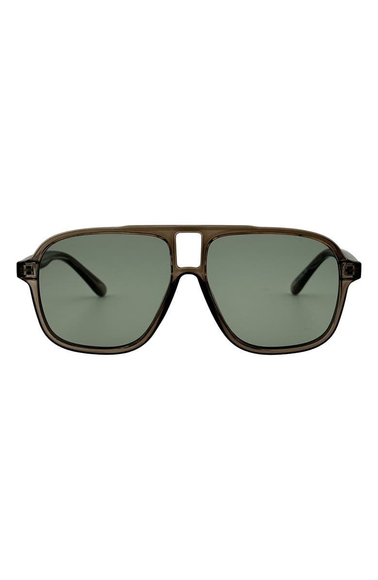 OTRA EYEWEAR Quinn 57mm Aviator Sunglasses, Main, color, Trans Grey/ Light Green