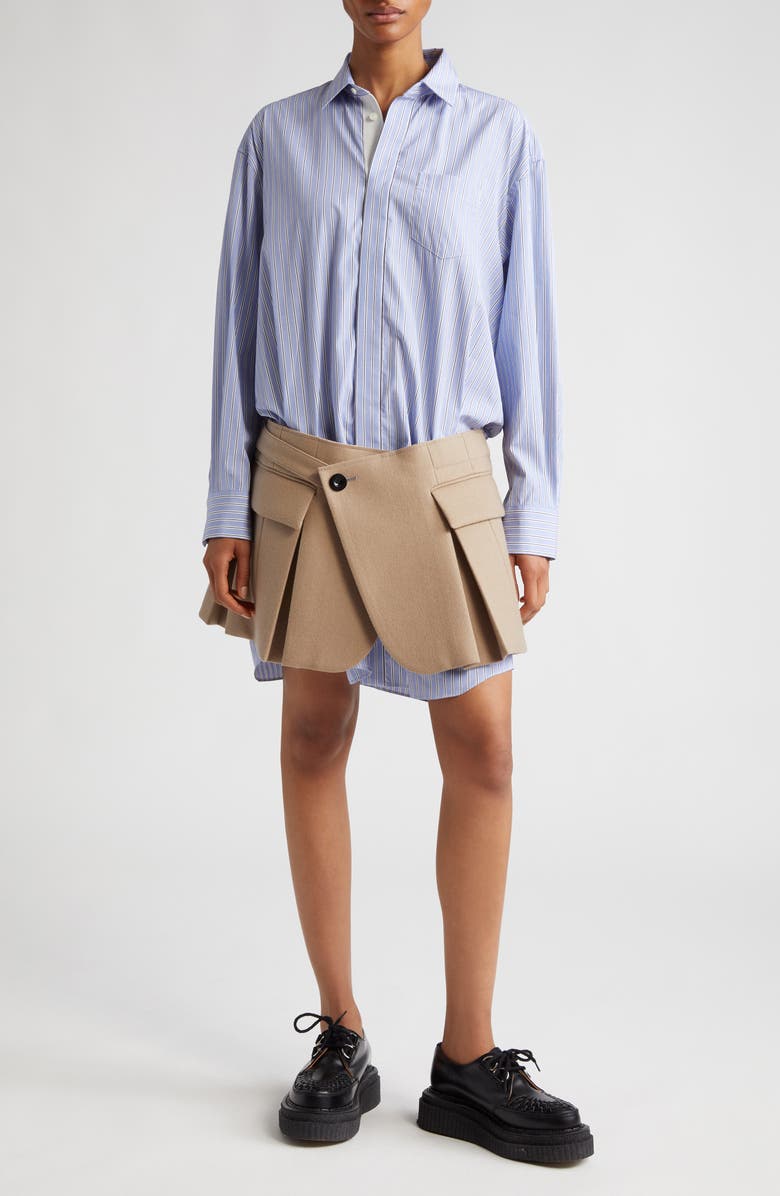 Sacai Thomas Mason Cotton Poplin & Wool Shirtdress, Main, color, 