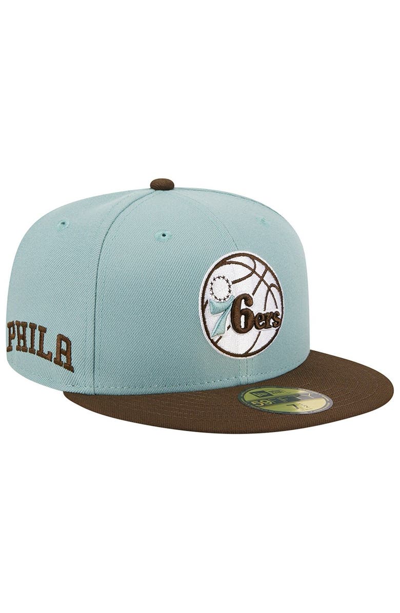 New Era Men's New Era Light Blue/Brown Philadelphia 76ers Two-Tone 59FIFTY Fitted Hat, Main, color, Light Blue