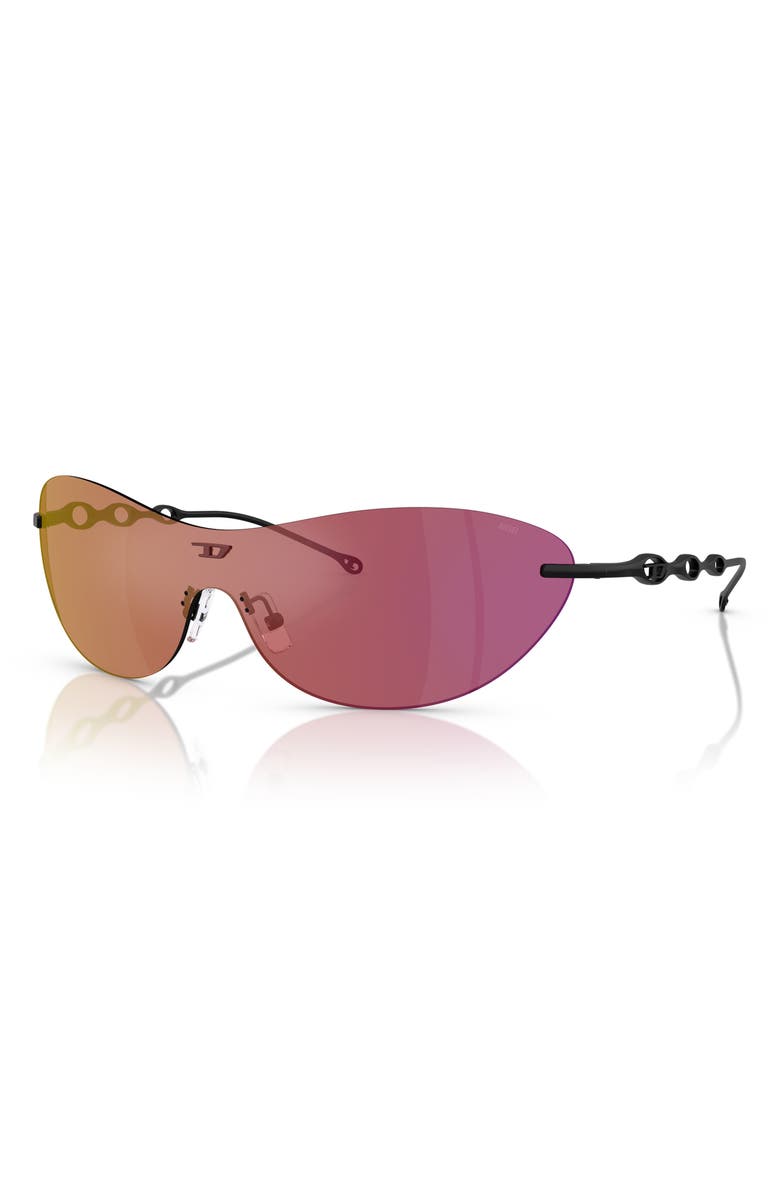 DIESEL<sup>®</sup> 135mm Frameless Shield Sunglasses, Alternate, color, Matte Black / Violet Mirror