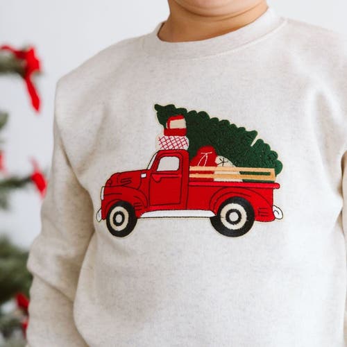 Sweet Wink Christmas Truck Patch Sweatshirt In Pink