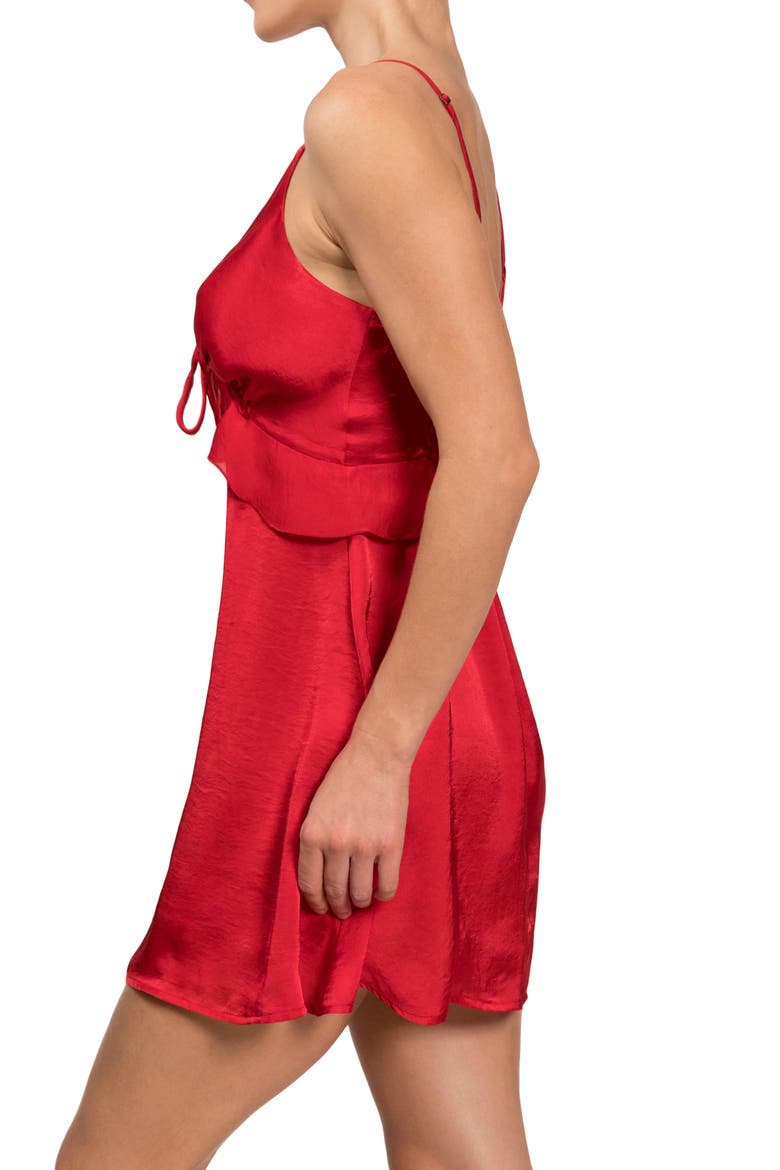 Empire Waist Satin Babydoll, Alternate, color, ROUGE