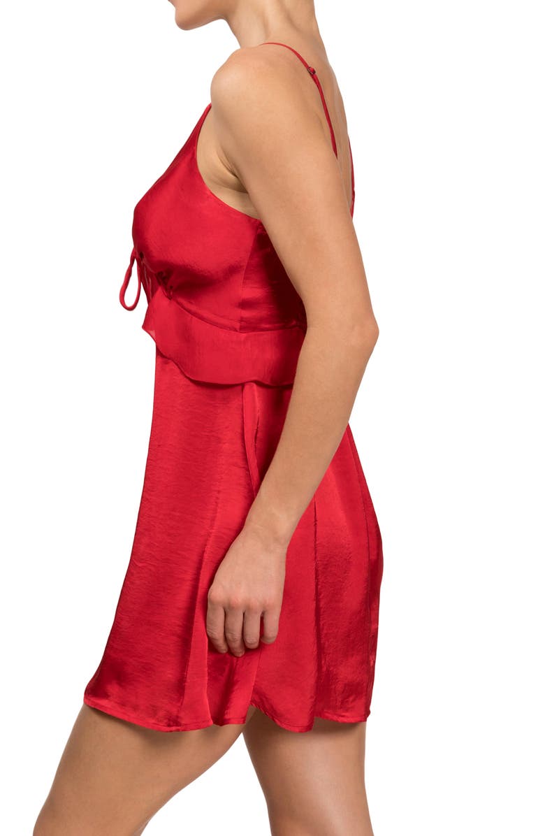 Everyday Ritual Empire Waist Satin Babydoll, Alternate, color, Rouge