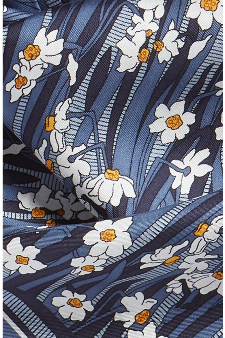 Daisy Lawn Floral Silk Scarf, Alternate, color, BLUE