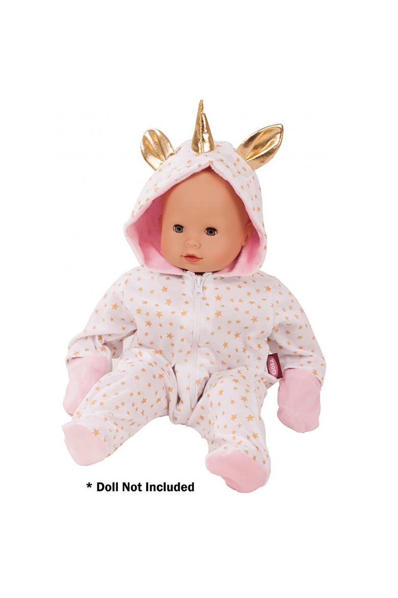 One Piece Unicorn Costume Pajama Sleeper For Baby Dolls, Alternate, color, Multicolored