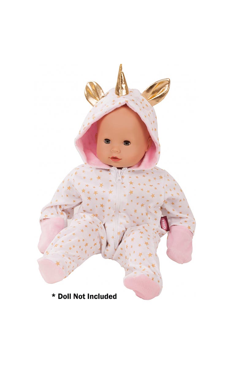 Gotz One Piece Unicorn Costume Pajama Sleeper For Baby Dolls, Alternate, color, Multicolored