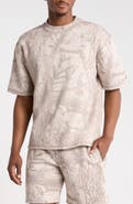 FLEECE FACTORY Tonal Leaves Fleece T-Shirt