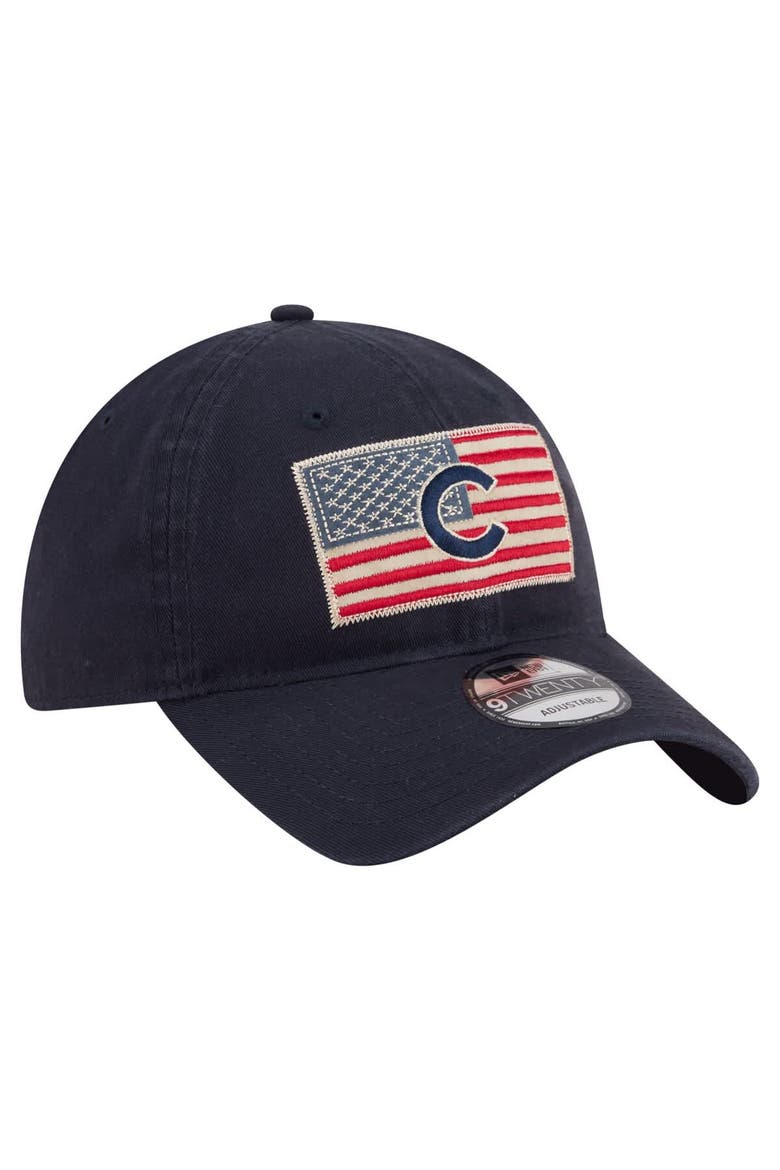 Men's New Era Navy Chicago Cubs Americana Flag 9TWENTY Adjustable Hat, Alternate, color, Navy