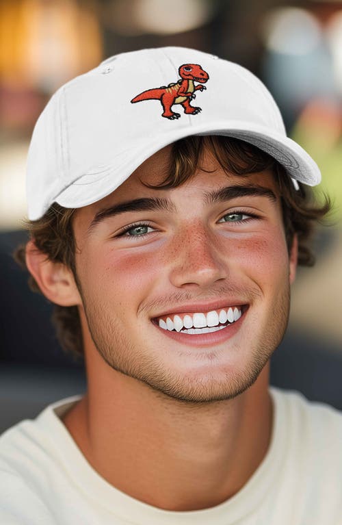 Shop Dalix T-rex Embroidered Casual Cap In White