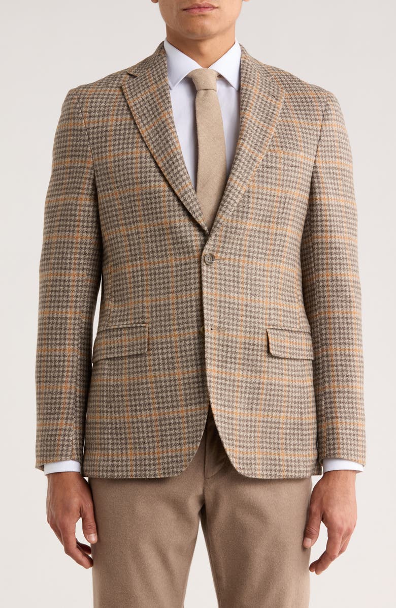Jack Victor Mcallen Plaid Wool Blend Sport Coat, Main, color, Tan