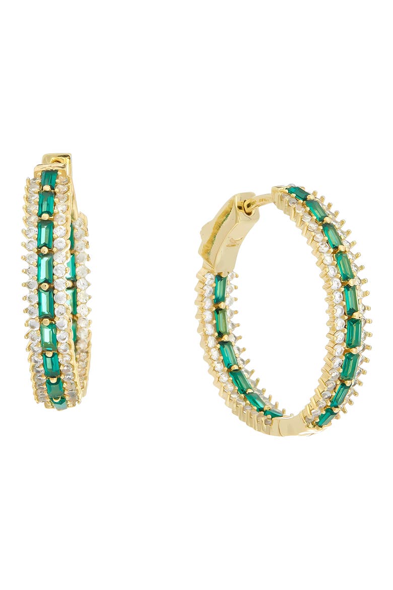 Cubic Zirconia Inside Out Hoop Earrings, Main, color, YELLOW/GREEN