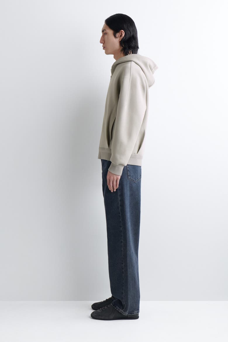 Cotton-Piqué Zip-Up Hoodie, Alternate, color, BEIGE