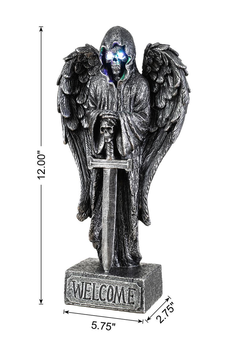 Halloween Lighted Resin Grim Reaper Skulls Candles Table Decor with Timer, Alternate, color, Black