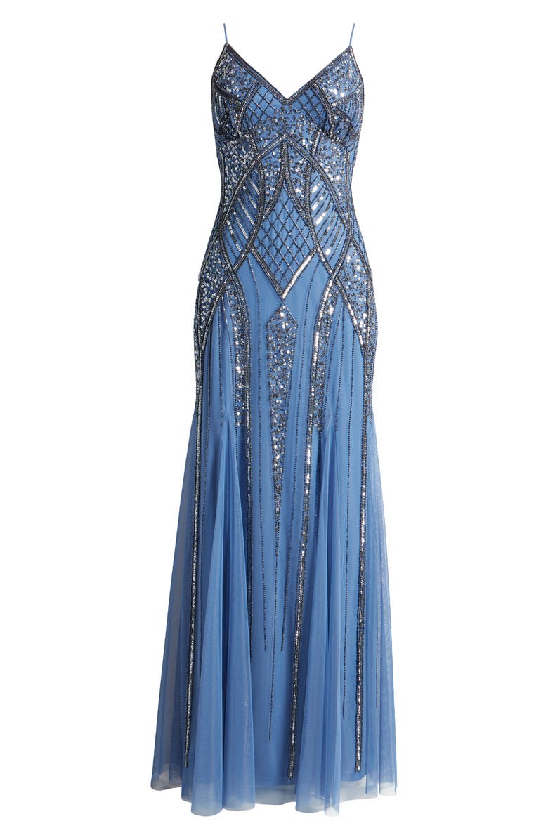 Jump Apparel Beaded A-Line Gown, Alternate, color, 
