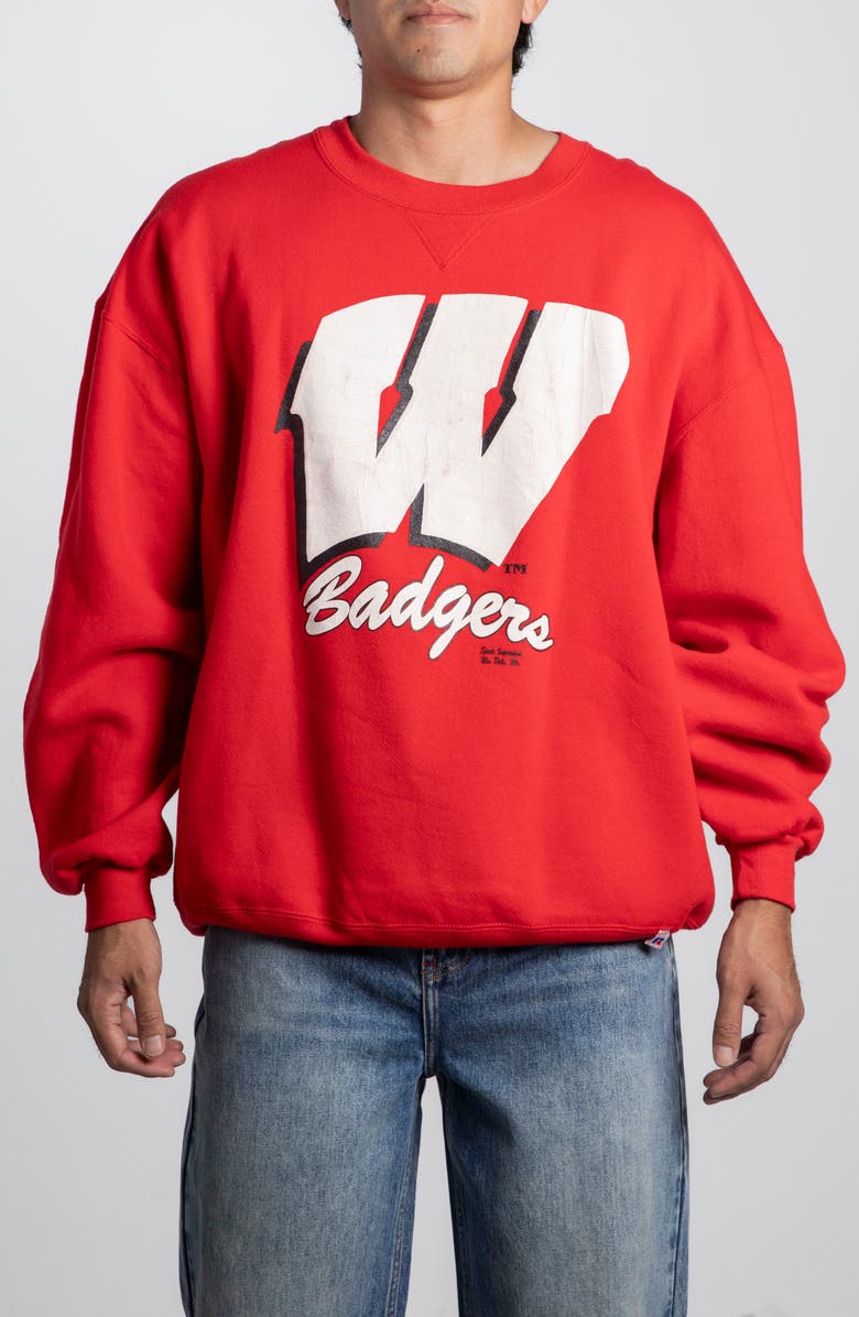 Elwood Vintage Wisconsin Badgers Sweatshirt, Main, color, 