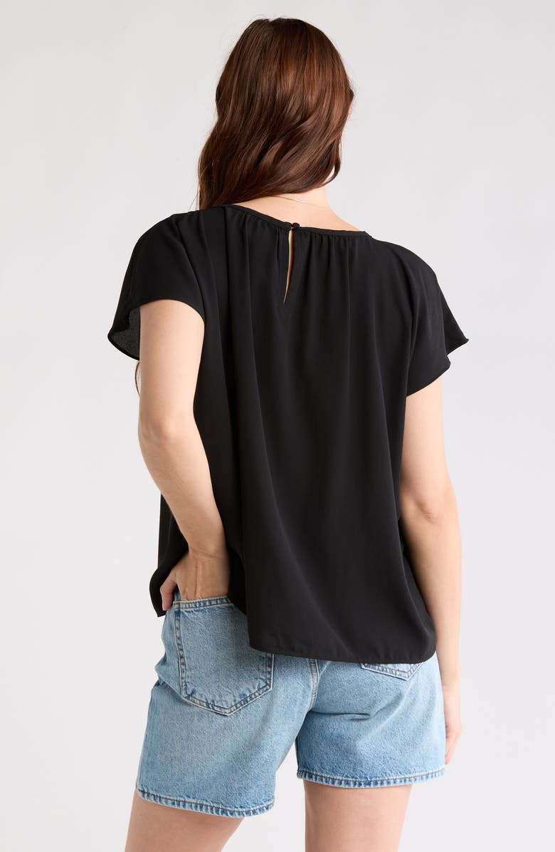 NORDSTROM RACK Gathered Neck Top, Alternate, color, Black