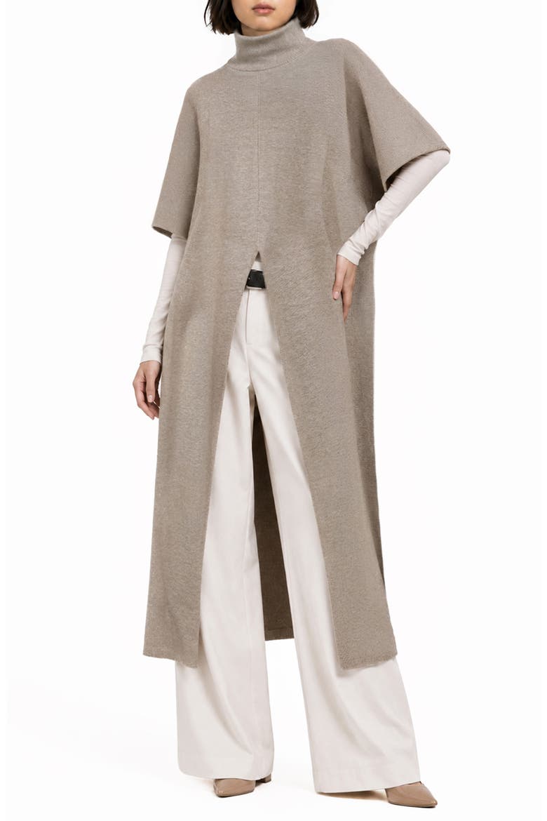 Bree Mock Neck Midi Tunic Sweater, Main, color, TAPIOCA HEATHER