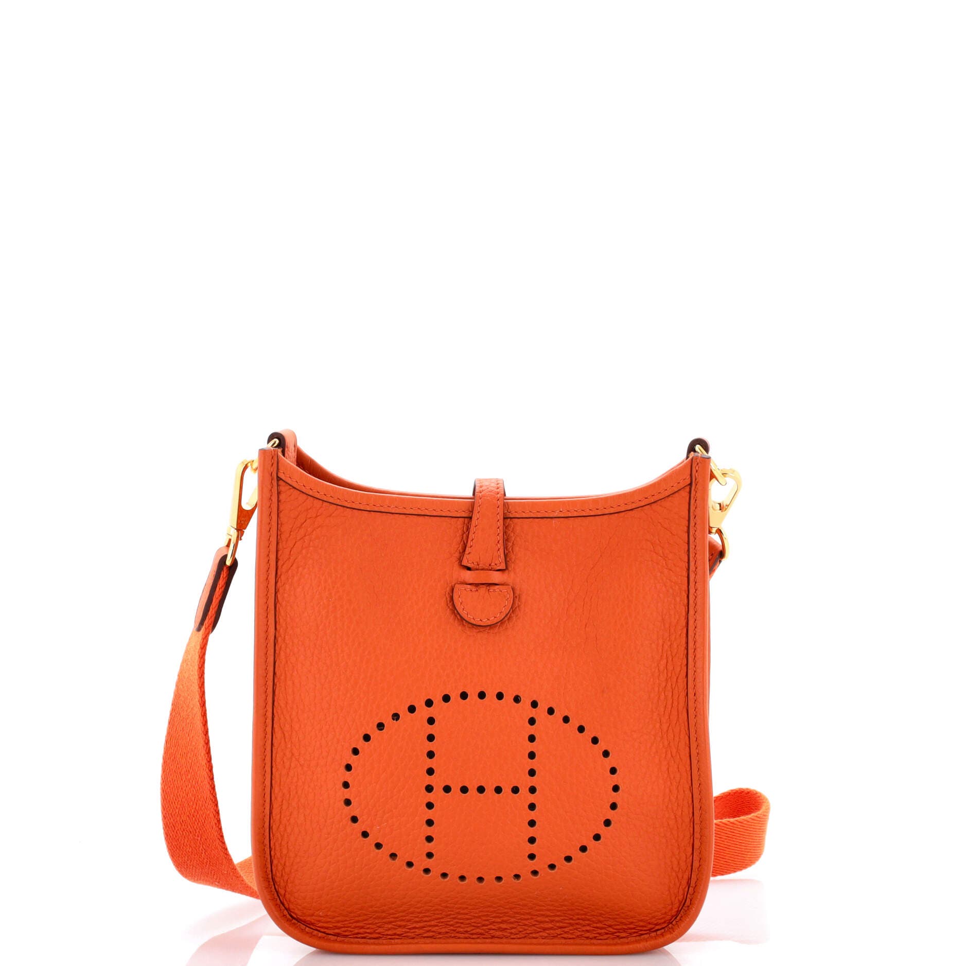 Pre-Owned Hermes Evelyne Bag Gen III Clemence TPM, Main, color, Orange Minium