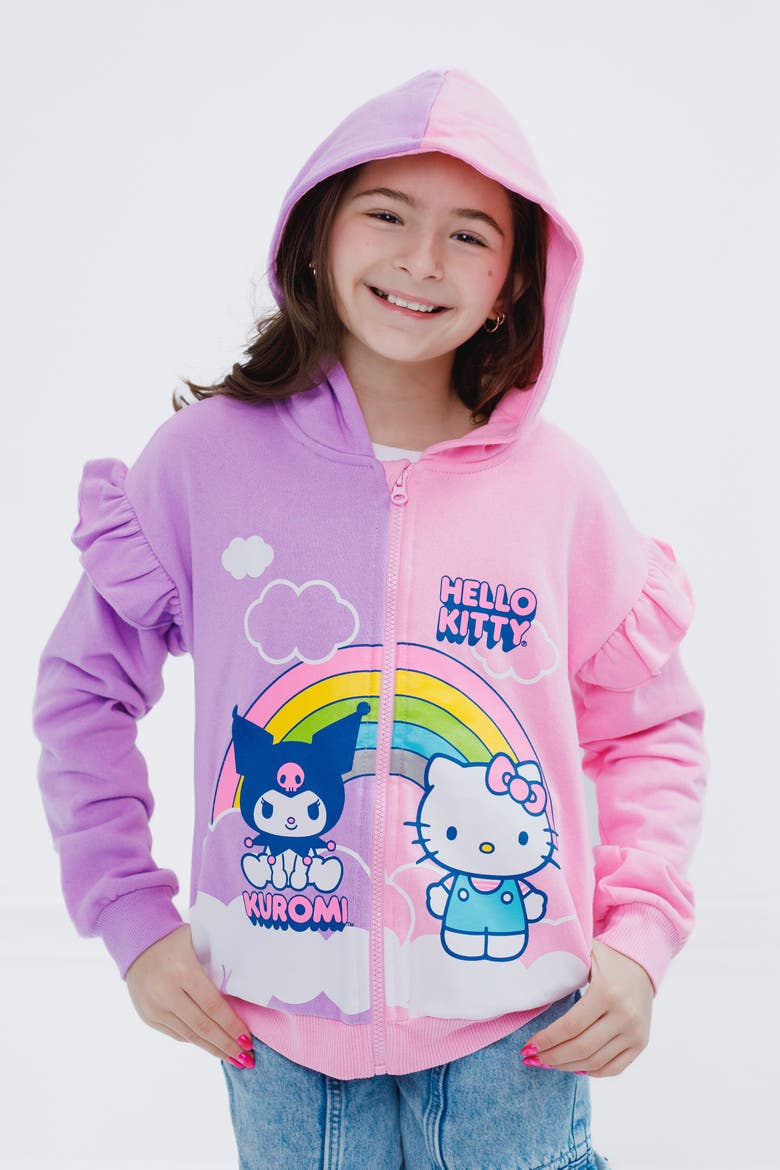 Fleece Zip-up Hoodie (toddler, Little Kid & Big Kid), Alternate, color, Pink Plum Kitty Kuromi