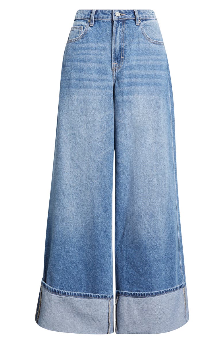 HIDDEN JEANS Cuffed High Waist Wide Leg Jeans, Alternate, color, Medium Dark