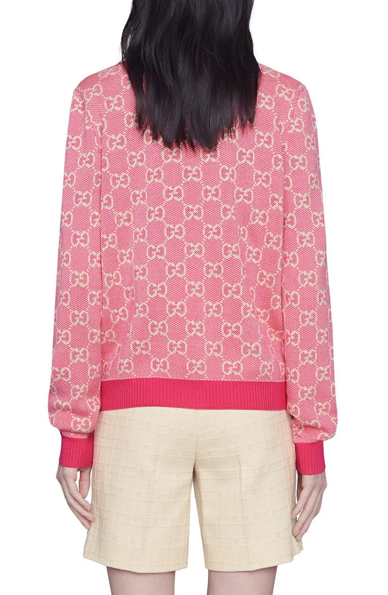 Gucci GG Logo Jacquard Wool Blend Cardigan, Alternate, color, 