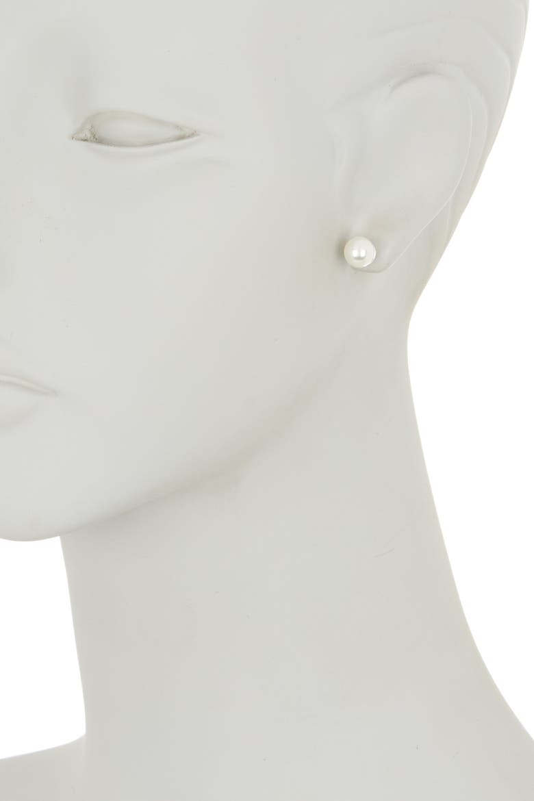Sterling Silver Faux Pearl Stud Earrings, Alternate, color, WHITE/SILVER