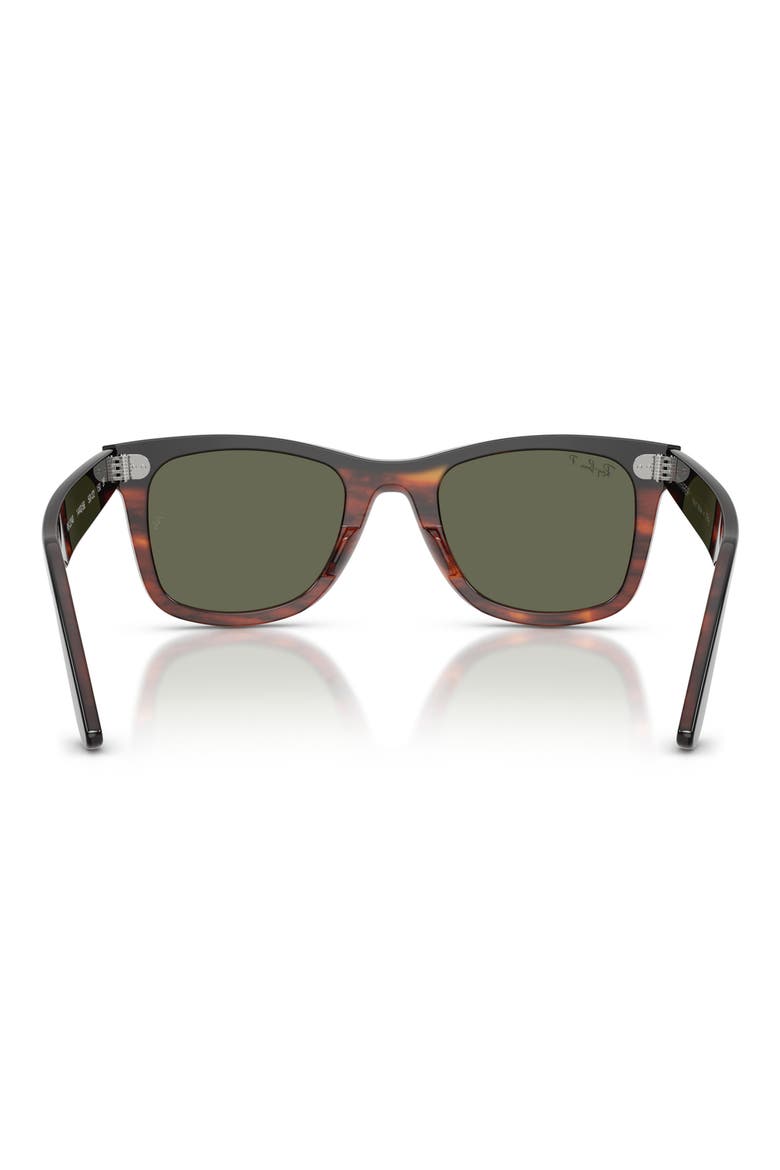 50mm Wayfarer Polarized Square Sunglasses, Alternate, color, BLACK ON HAVANA / POLAR GREEN