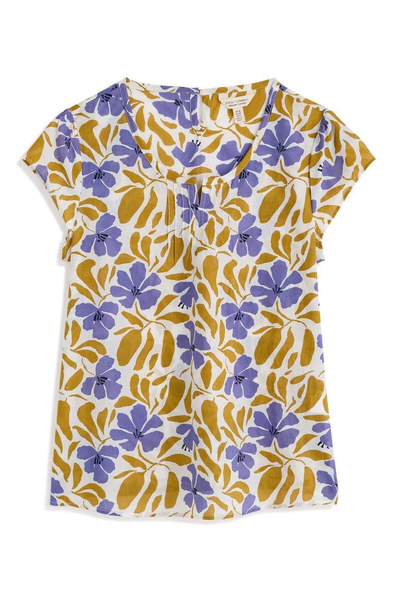Garden Gate Organic Cotton Voile Top, Alternate, color, LEAFY FLORAL CHALK PEAR