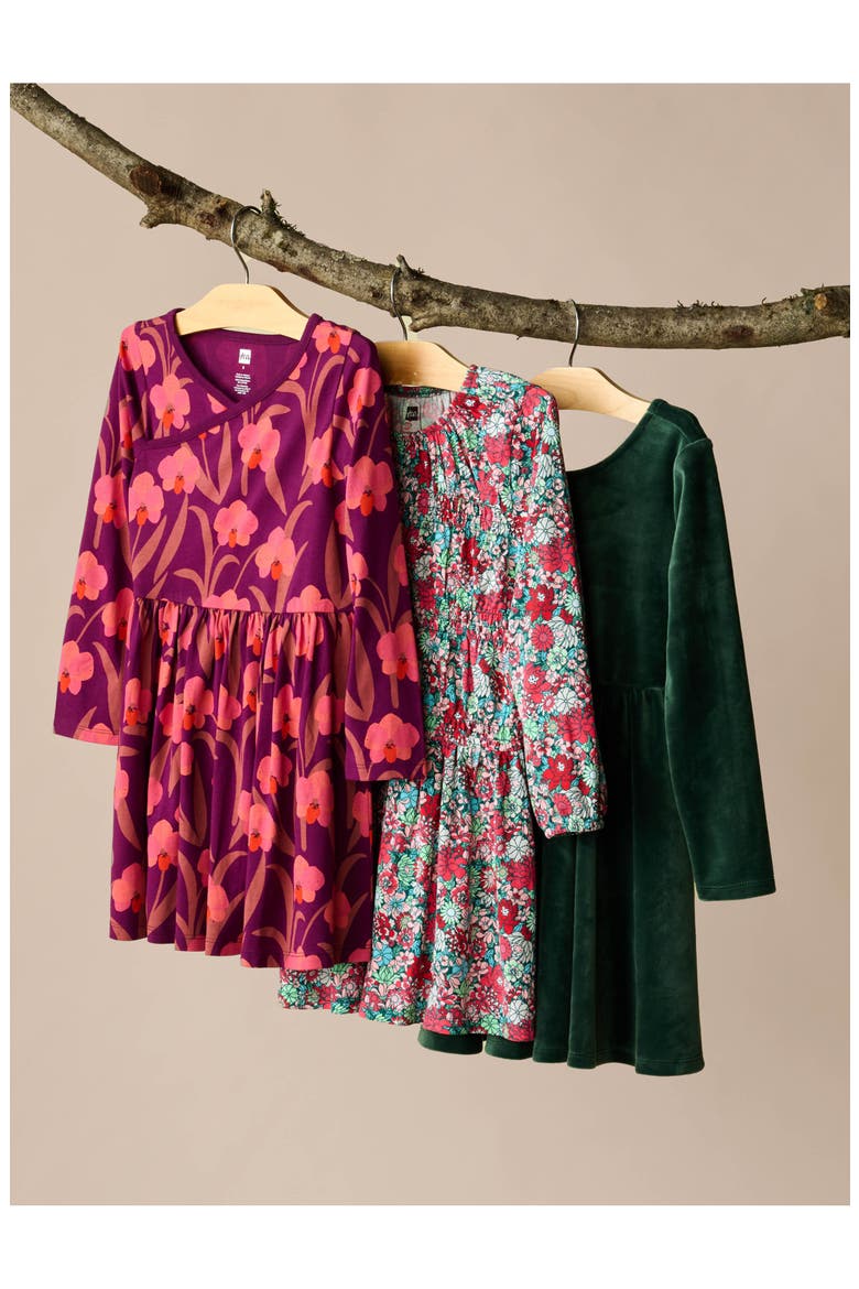 Long Sleeve Wrap Neck Dress, Alternate, color, Jeju Island Orchid