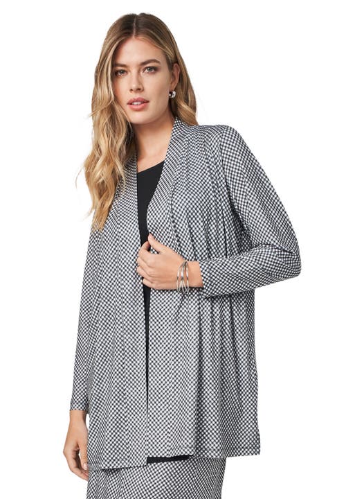 Jessica London Stretch Knit Open Front Knit Topper In Multi
