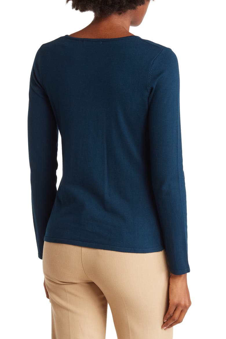 V-Neck Knit Sweater, Alternate, color, DARK TEAL