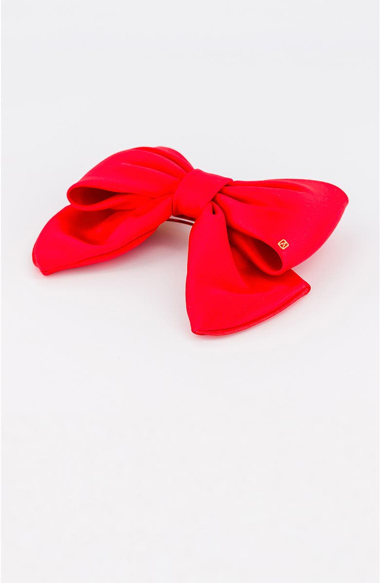Alexandre de Paris Silk bow barette, Alternate, color, Red