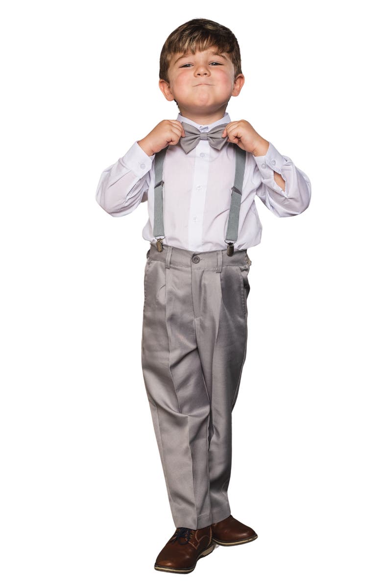 Peanut Butter Collection Kids' Barn Wedding 5-Piece Suspenders Suit Set, Main, color, Heather