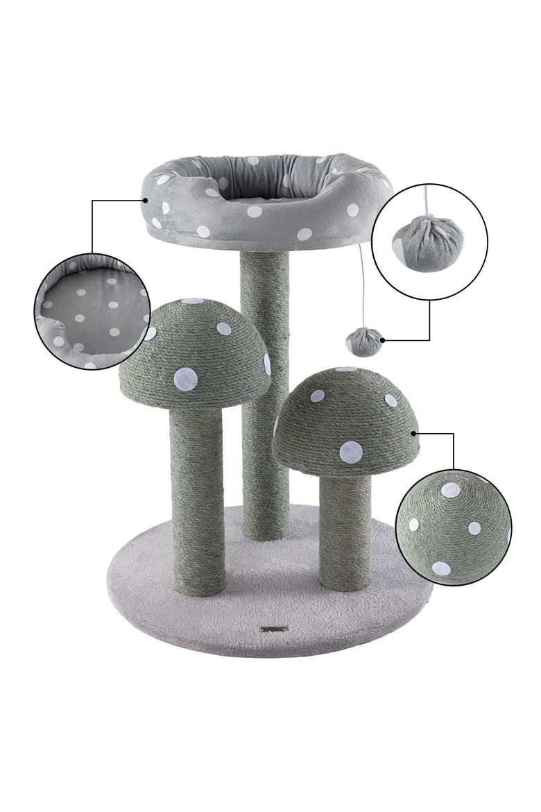Pixie 3-Tier Cottage Sisal Mushroom Cat Tree with Scratching Posts, Alternate, color, Grey/White point