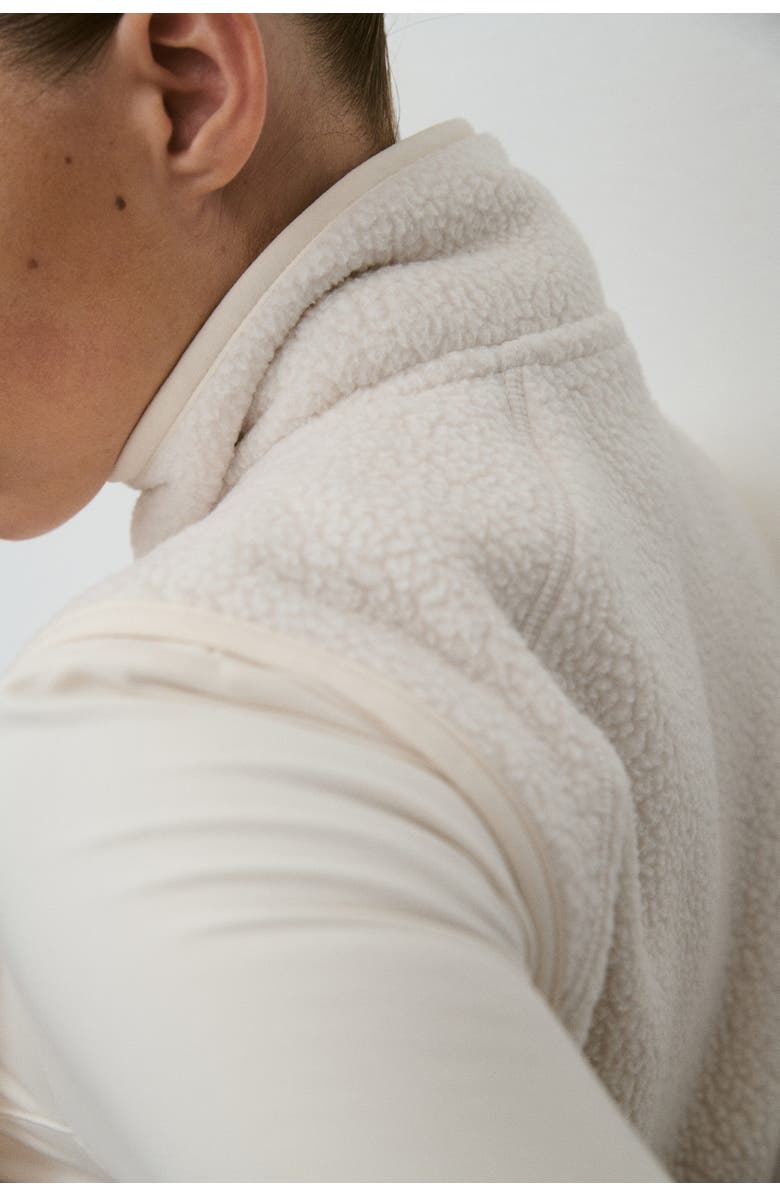 H&M Regular Fit Teddy Sports Gilet, Alternate, color, Ivory