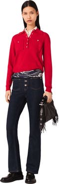 maje Polo collar sweater with embroidery