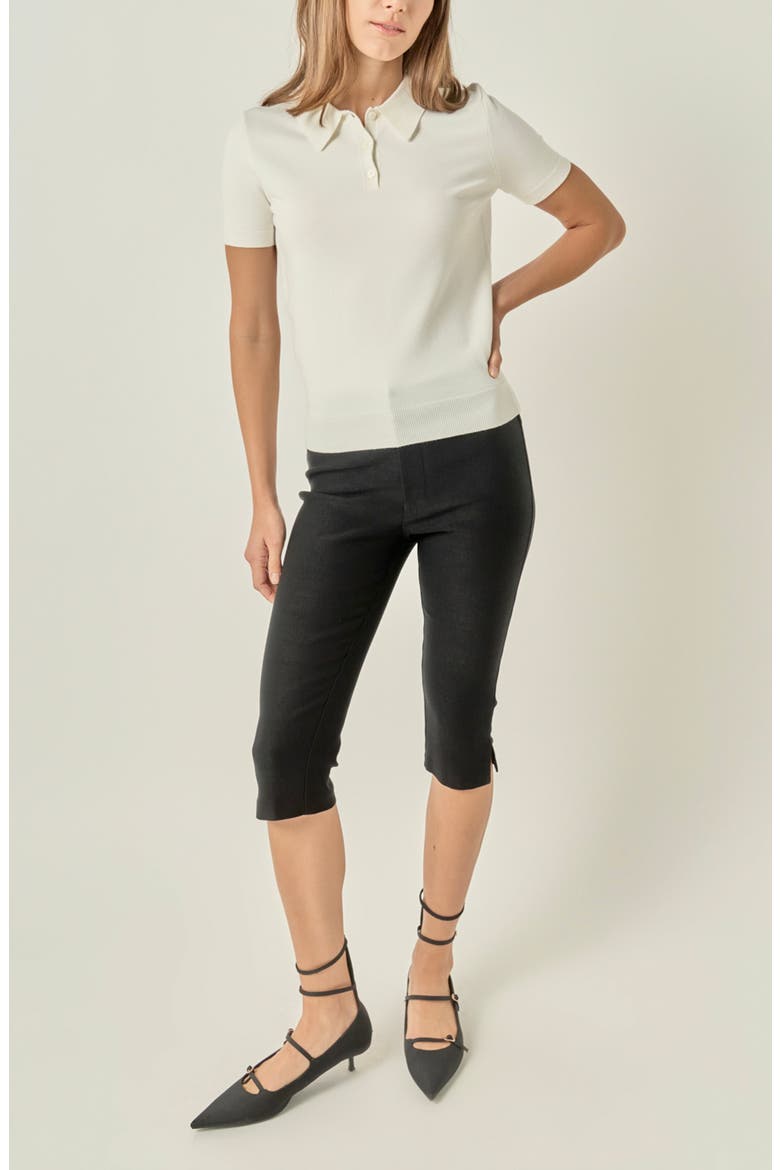 Side Slit Capri Pants, Alternate, color, BLACK