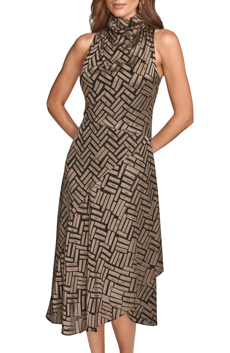 Donna Karan New York Sleeveless Burnout Midi Dress, Alternate, color, Black/ Nolita