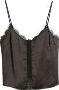 Open Edit Lace Inset Satin Camisole