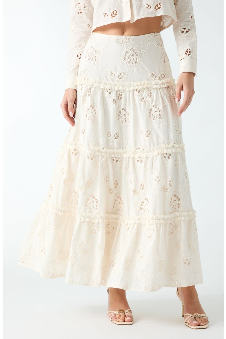 Lenora Appliqué Maxi Skirt, Main, color, OPEN WHITE