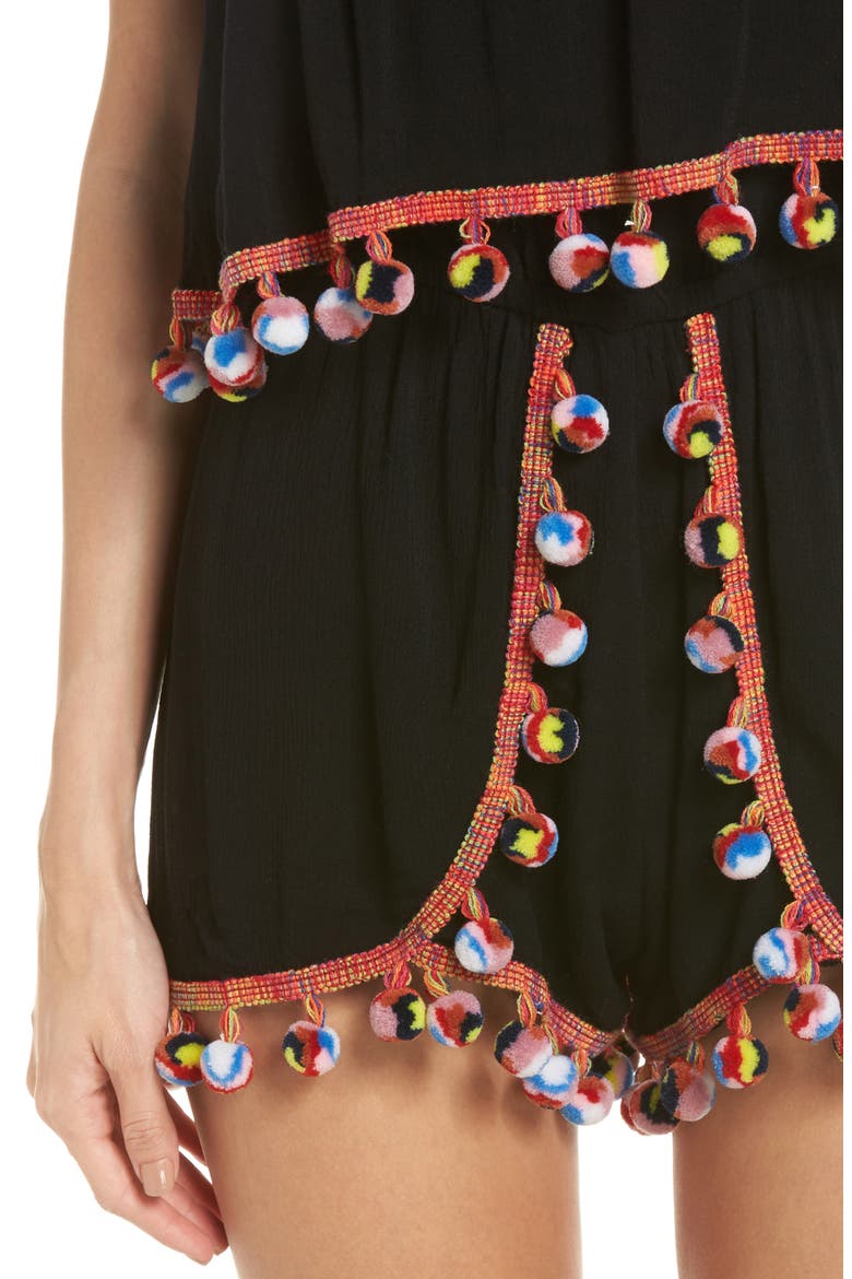 Red Fruit Punch Cover-Up Romper, Alternate, color, BLACK