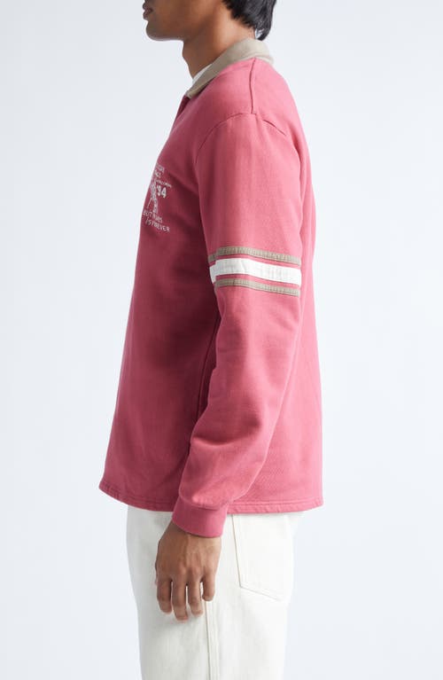 Palmes Forever Open Long Sleeve Rugby Polo In Pink