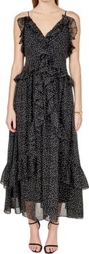 Endless Rose Dot Ruffle Sleeveless Maxi Dress