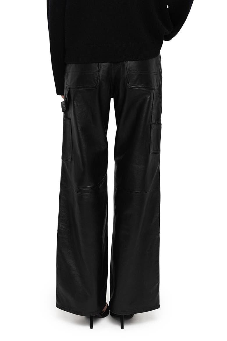 Perya Leather Wide Leg Pants, Alternate, color, BLACK