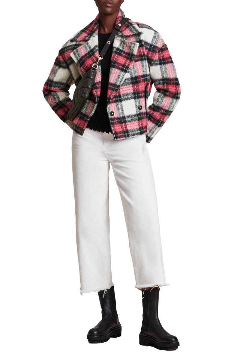 AllSaints Morley Plaid Wool Blend Jacket, Alternate, color, 