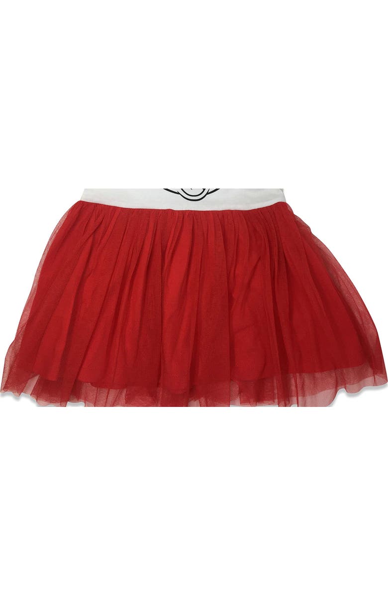 Disney Short Sleeve Tulle Dress, Alternate, color, White / Red