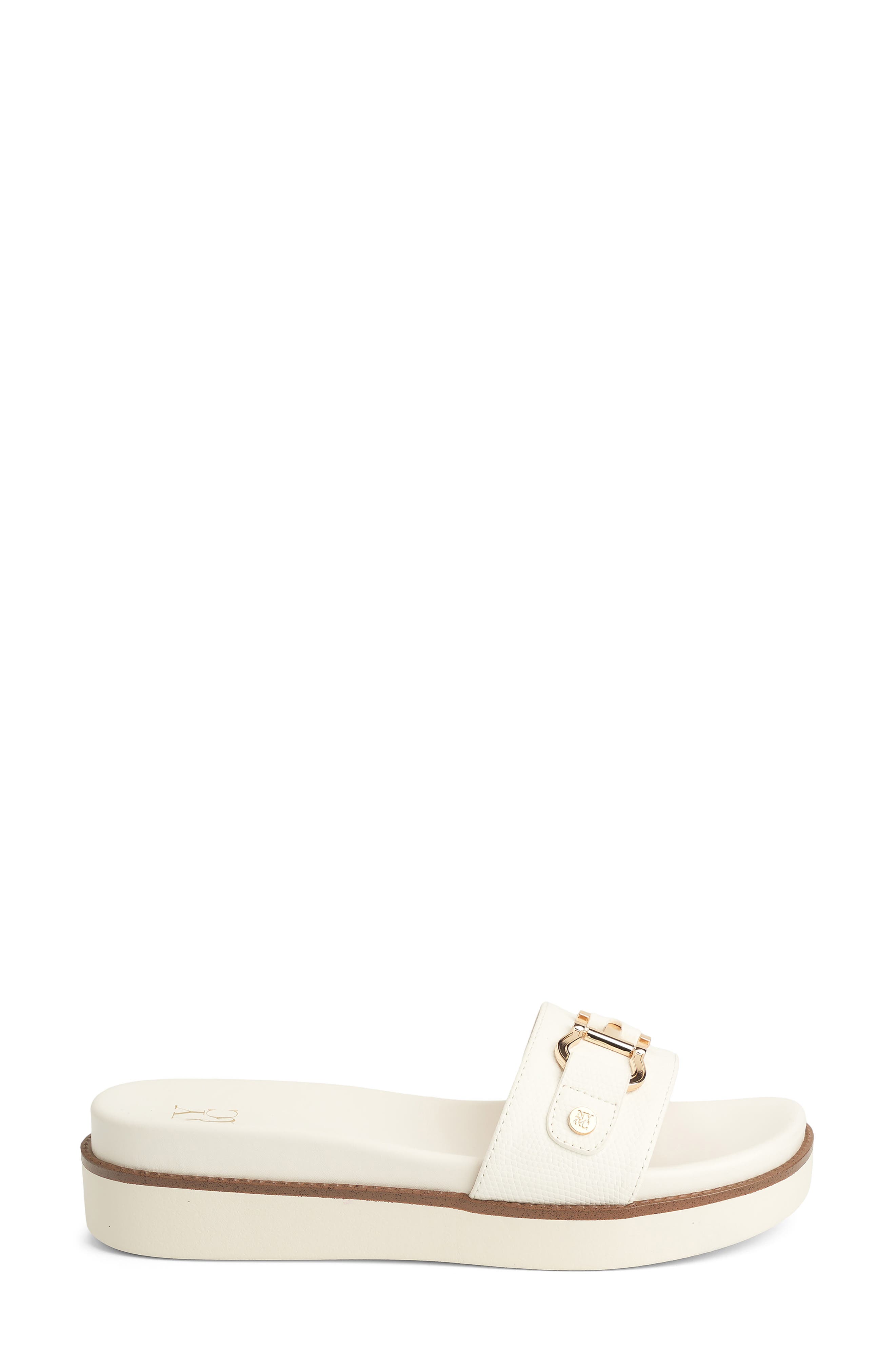 NEW YORK AND COMPANY Carlyn Platform Wedge Slide Sandal, Alternate, color, White
