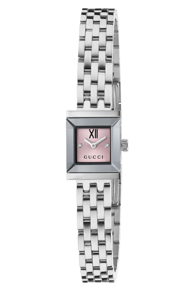 G-Frame Bracelet Watch, 14mm x 18mm, Main, color, SILVER/PINK