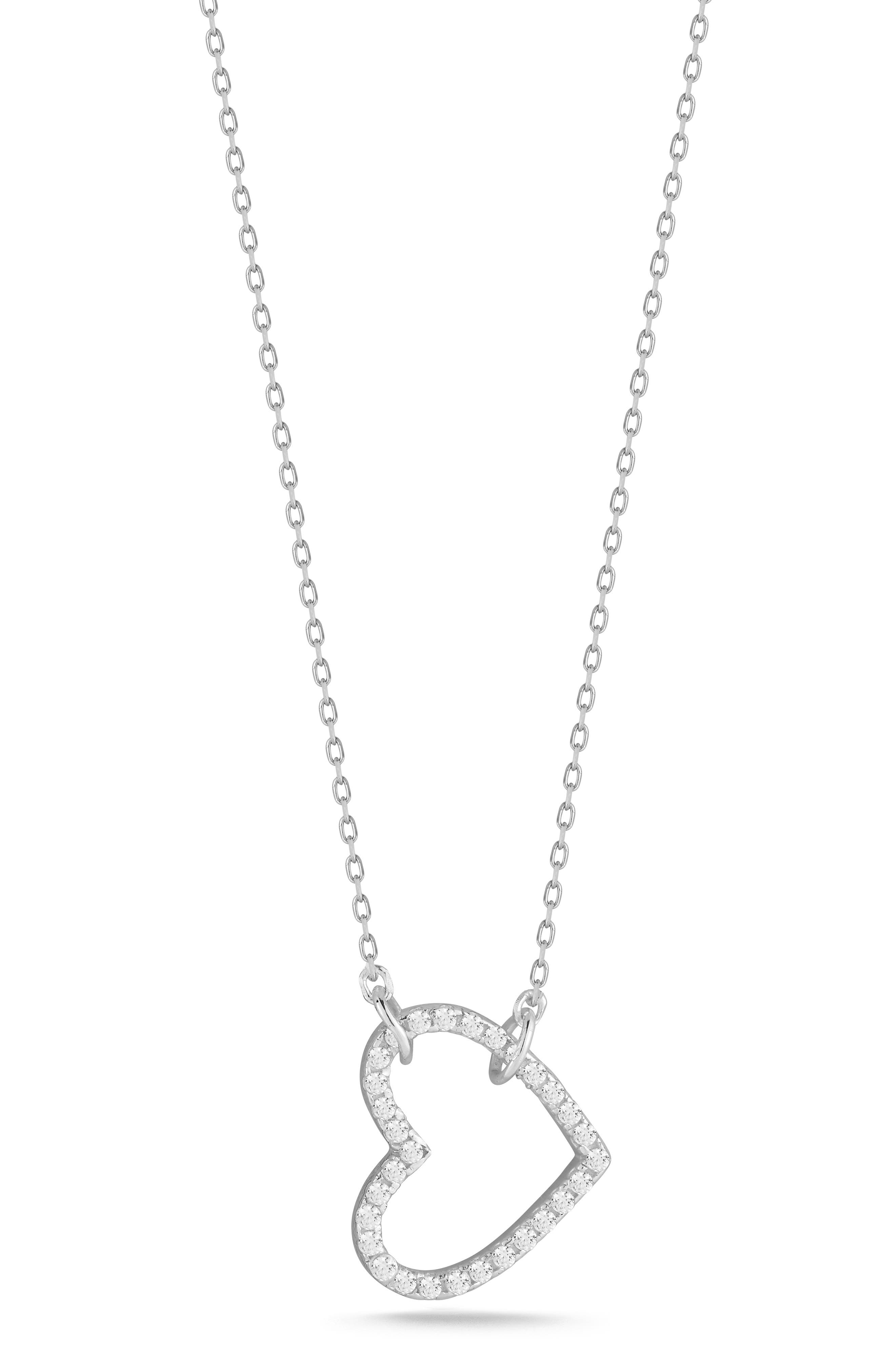 Cubic Zirconia Open Heart Pendant Necklace