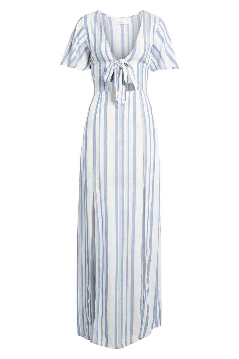 Bow Front Marina Maxi Dress, Alternate, color, WHITE/ BLUE
